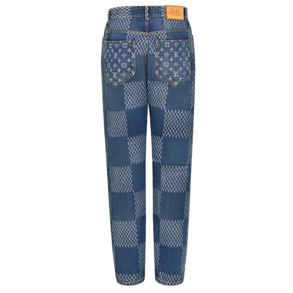 Louis Vuitton x Nigo Giant Damier Waves Monogram Logo Blue Denim Jeans Pants 32 - Picture 10 of 16